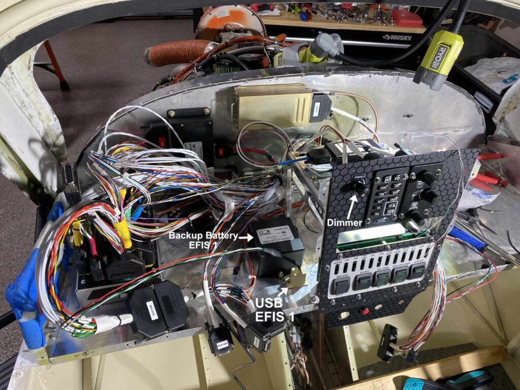 RV-12 aircraft AV-50000A Control Module with wiring harnesses connected