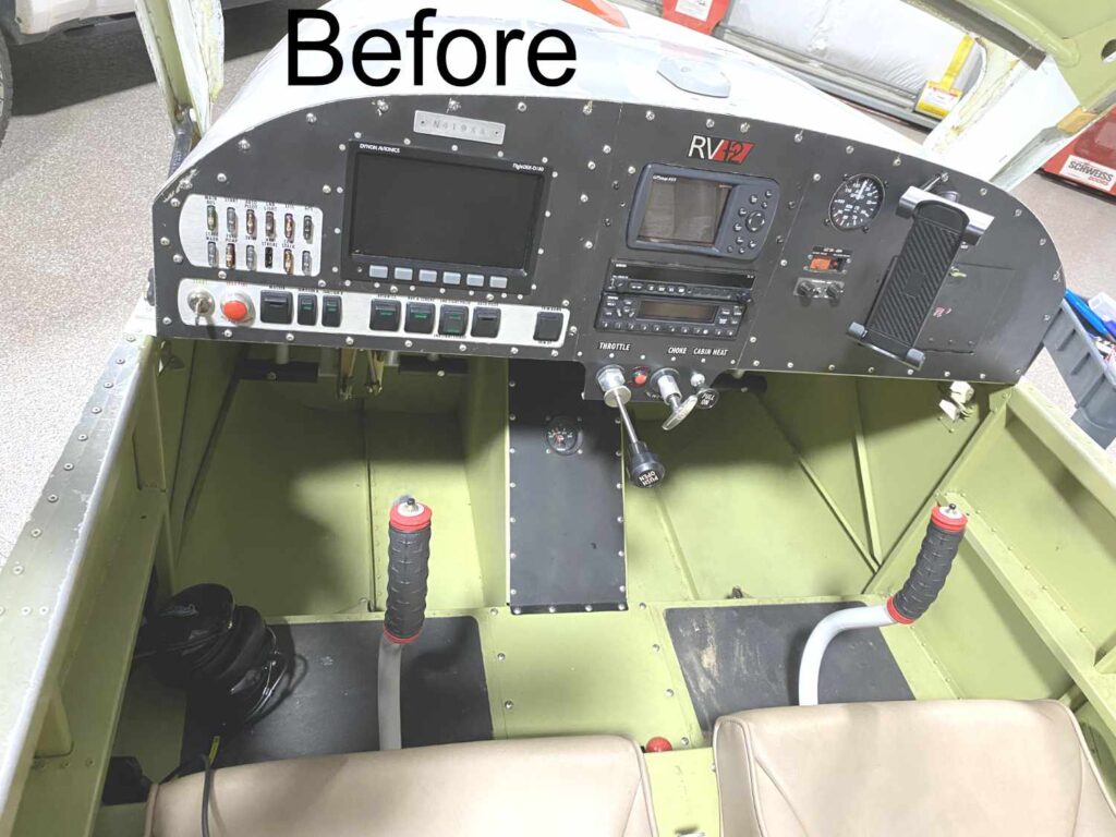 RV-12 original avionics panel before view